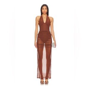 Camila Coelho Revolve Carolina Midi Dress in Brown in Size XS